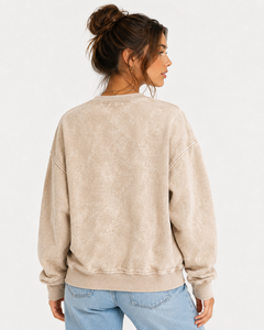 Sudadera de Mujer con Efecto Desgastado, Corte Holgado, Cuello Redondo, Estilo Vintage, Cómoda, Manga Larga, para Uso Diario, Informal y a la Moda - Product Image 5