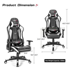 Chaise de jeu pivotante réglable de style racing, chaise de bureau pour ordinateur - Product Image 4