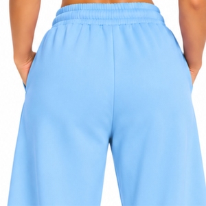 <b>Women</b> Wide Leg Flare Sweatpants Loose Fit Mid Rise Drawstring Casual Full Length Blue Letter Print <b>Pants</b> Custom Made <b>Pants</b> - Product Image 5