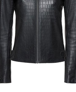 Veste en cuir véritable pour femme, motif croco gaufré, style motard, coupe ajustée, vêtement d'extérieur tendance pour femme, vente en gros - Product Image 5