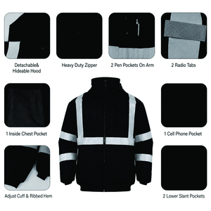 เสื้อกั๊กนิรภัยสะท้อนแสง ระดับ 2 กันน้ำ สีกรมท่า แถบขาว - Product Image 2