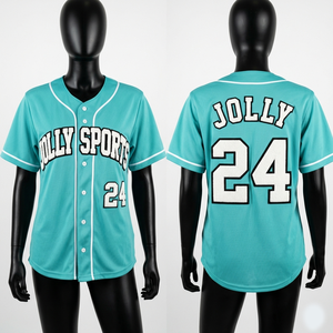Women Baseball Jersey Breathable Polyester <b>Mesh</b> Light Blue Sublimated Custom Logo Print Stitch Look Women Cotton Baseball Jersey - Product Image 5