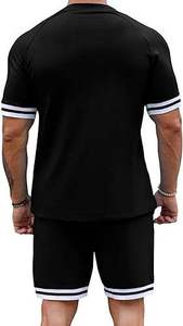 เสื้อยืดแขนสั้นสีดำผ้าฝ้าย 100% ระบายอากาศดีสำหรับผู้ชาย ชุดเซ็ตคู่ กางเกงขาสั้น ทรงเข้ารูป เหมาะสำหรับออกกำลังกาย สินค้าขายดีมาใหม่ - Product Image 2