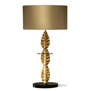 Golden Aluminum Metal Leafy Design & White Marble Base Classic Lightening Table <b>Lamp</b> Hotels And Wedding Best <b>Cheap</b> Piece - Product Image 2