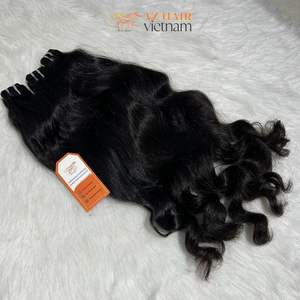 2024 Venta caliente mejor calidad 16 ''Wefted Natural negro ondulado vietnamita extensiones de cabello crudo listo envío cabello humano de alta calidad - Product Image 3