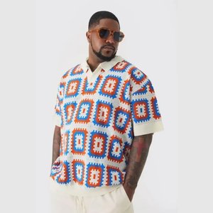 Polo brodé à manches courtes, coupe oversize et grandes tailles, respirant, pour l'été, style décontracté et professionnel, toutes tailles, collection 2026 - Product Image 1