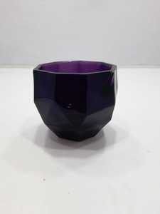 Modern Geometric Glass <b>Vase</b> Purple Octagonal Tabletop Decor <b>Unique</b> Design - Product Image 4