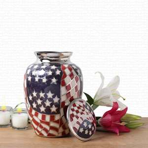 Elegant Red Heart Design Metal Keepsake Urn with <b>Gold</b> <b>Trim</b> for Loving Cremation Memorial - Product Image 6