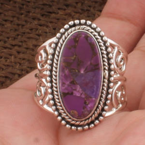 Bague en argent sterling 925 avec turquoise cuivrée naturelle sertie clos, à dessus plat, pour femme, bijoux de fête, vente en gros, haute qualité - Product Image 1