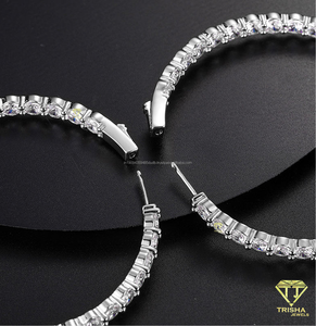 Pendientes Redondos de Plata de Ley 925 con Diamantes Cultivados en Laboratorio, Tono Dorado, Brillantes, Joyería para Mujer, Regalo de Moda al por Mayor - Product Image 2