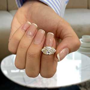 Anillo de sello apilable con diamante marquise de 3.00 CT cultivado en laboratorio, único, para mujer, de oro macizo de 14k, regalo de compromiso o propuesta para ella. - Product Image 5