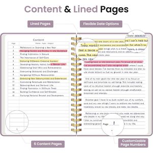 Cuaderno Espiral con Tapa Dura y Páginas Rayadas para Mujer, 300 Páginas, Tamaño B5 (7.1"x10"), Rayado para la Universidad y el Trabajo - Product Image 2