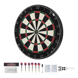 Self Healing Sisal Fibers Dartboard with 6 Darts Scoring Kit <b>Staple</b> Free Bullseye Rotating Number Ring - Product Image 1