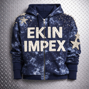 Sudadera con capucha para hombre, personalizada, de alta calidad, con efecto desgastado por el sol, de 400 g/m², estilo vintage, lavado ácido, corte holgado, con cremallera y pedrería - Product Image 1