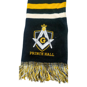 Prince Hall Masonic Embroidered Scarf Long Winter Thermal Insulation Men Adult Classic Style Black Gold Letter Pattern Acrylic - Product Image 5