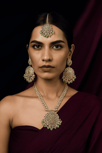 Parure de bijoux ethniques plaqués or en alliage avec collier, boucles d'oreilles et bague en zircon pour femme, cadeau vintage pour mariage ou anniversaire - Product Image 1