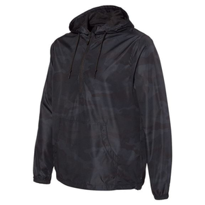 Black <b>Camo</b> Pullover Windbreaker <b>Jacket</b> | Oversized Half Zip Hooded <b>Jacket</b> | Lightweight Streetwear Windbreaker OEM Private Label - Product Image 2