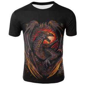 T-shirt personnalisé en polyester 100% avec impression par sublimation, motif dragon, streetwear décontracté pour hommes, impression intégrale, t-shirt imprimé en 3D - Product Image 4