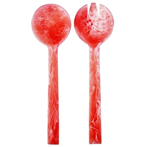 Juego de Servidores de Ensalada de Resina, Madera Natural con 2 Espátulas, Utensilios Hechos a Mano Sostenibles - Product Image 1