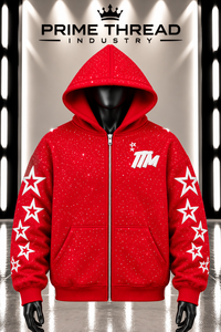 Sweat à capuche zippé pour homme, orné de strass, design personnalisé, appliqué, coupe oversize, style streetwear, très tendance - Product Image 6