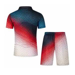 Conjunto de polo y pantalones cortos para hombre con estampado de puntos, de secado rápido, deportivo, para verano, de poliéster y spandex, tejido de punto, conjunto de verano para hombre - Product Image 2