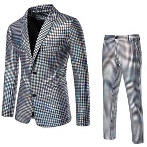 Conjunto de traje de lentejuelas brillantes para hombre, disfraz de discoteca con estampado en caliente para fiesta, cosplay, discoteca - Product Image 4
