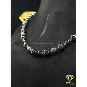 Collier tendance de luxe à chaîne de perles avec diamants de laboratoire VVS en argent sterling 925, bijoux hip-hop par Trisha Jewels - Product Image 3