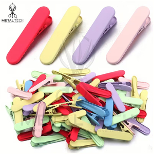 Barrettes à bec de canard professionnelles en métal mat coloré, sans pliage, pour la coiffure et l'application de maquillage en salon - Product Image 3