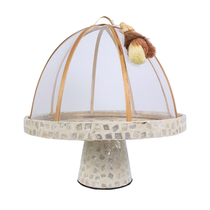 Base para Pastel Redonda Elegante con Incrustaciones de Capiz en MDF Hecha a Mano, Borde Festoneado, Diseño Floral para Decoración del Hogar, Graduación, Acción de Gracias - Product Image 6