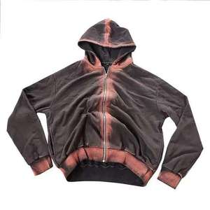 Wholesale Custom Acid Wash <b>Zip</b> Up Hoodie And Sweatpants Streetwear Heavyweight Cotton <b>Jogger</b> Tracksuit Set For Men And Women - Product Image 2