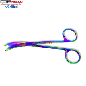 กรรไกรตัดไหมเย็บแผลแบบใช้มือ หลายสีเคลือบไทเทเนียมคุณภาพพรีเมียม อุปกรณ์ผ่าตัด ปลายแหลมละเอียด CE SIGAL - Product Image 6