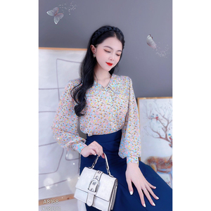 เสื้อเบลาส์แขนยาวพิมพ์ลายสำหรับผู้หญิง ขายส่งจำนวนมาก คอระบายจีบติดกระดุมด้านหน้า เหมาะสำหรับงานอีสเตอร์บุนช์และผู้ซื้อในร้านบูติก - Product Image 4