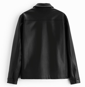 Custom New Arrival Solid Winter Fashion Design Black Biker PU Leather <b>Jacket</b> Zipper Closure <b>Mens</b> <b>4XL</b> - Product Image 2