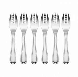 Ensemble de 6 fourchettes à dessert en acier inoxydable, finition miroir, manche long, design minimaliste, passe au lave-vaisselle, pour les occasions de mariage - Product Image 1