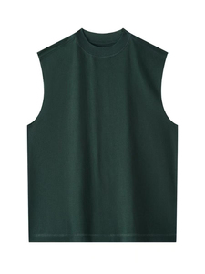 New 100%Cotton Factory High Quality Men's Plain Gym Sport Breathable <b>Vest</b> Crew Neck Tank Top Solid Color Casual Knitted Fit - Product Image 5