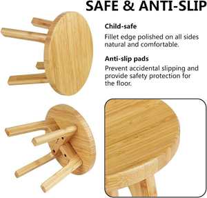 Tabouret portable en bambou pour adultes et enfants, tabouret multifonctionnel pour la cuisine, la salle de bain, la chambre à coucher, la salle de jeux - Product Image 2