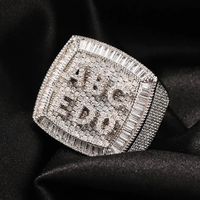 Bague Hip Hop pour Homme en Argent Sterling 925 avec Moissanite, Modèle Bold Fashion Evanex Diamond, Taille Brillant, Sertissage Pavé, Luxe pour Mariage et Fêtes