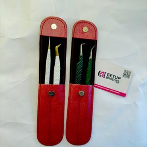 แหนบต่อขนตา สแตนเลส 45/Boot/Straight/90 สีเขียว/ขาว ปลายเหล็กเรียบเคลือบทอง ขนาด 10 มม. แบบเรียว ยาว สำหรับต่อขนตาแบบวอลลุ่ม - Product Image 4