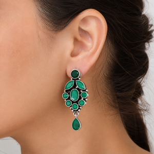 Vente en gros de boucles d'oreilles pendantes en améthyste plaquées argent ARTS JEWELS |   Boucles d'oreilles pendantes bohèmes avec pierres précieuses pour soirée |   Bijoux indiens - Product Image 5