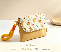 Sac à main rectangulaire horizontal pour femme, style coréen, en tissu imprimé ours, double couche, motif champêtre frais, pour usage quotidien