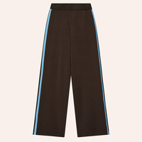 Nouveau pantalon de survêtement décontracté pour femme en coton, coupe ample, grande taille, à jambes larges, à rayures, taille élastique, en tissu épais