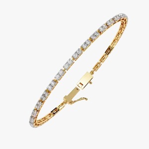 Customized Round Shape Moissanite Diamond Bracelet Bezel Setting 18K Yellow Gold Diamond Bracelet for Both Women - Product Image 1
