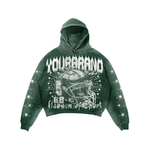 Ensemble de survêtement unisexe personnalisé 2 pièces (hoodie et pantalon) en coton épais délavé à l'acide, style streetwear vintage décontracté - Product Image 2