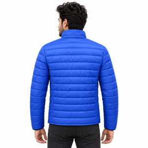 Chaqueta Acolchada Impermeable para Hombre, Cuello Alto, Color Amarillo, con Cierre Frontal con Logotipo, Ligera, 100% Poliéster, Ropa de Invierno - Product Image 2