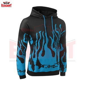 OEM High Quality <b>Men</b> <b>Black</b> and Blue Graphic Custom Full Sublimation Flame Print Street Wear Pullover Style Sublimation <b>Hoodies</b> - Product Image 3