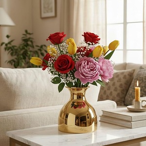 Luxury Handmade Metal Tabletop Flower <b>Vase</b> with Premium Finish Modern Eco-Friendly Home Decor - Product Image 5
