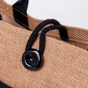 Sacs fourre-tout personnalisés en chanvre et jute pour femmes, imprimés avec logo, écologiques, réutilisables, pour cadeaux de demoiselles d'honneur et mariages, vente en gros - Product Image 6
