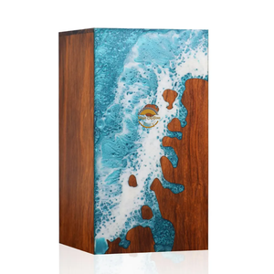 Urna Funeraria de Resina y Madera Natural Inspirada en el Océano, Caja para Cenizas con Diseño de Ola Azul Hecha a Mano por AYAANS - Product Image 5