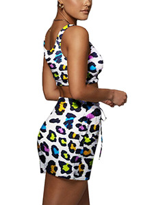Conjunto de 2 Piezas para Mujer, Top Corto y Pantalones Cortos por Encima de la Rodilla, Transpirable, de Spandex y Poliéster, Ropa Deportiva de Verano - Product Image 1