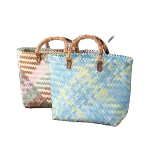 Modern Style 2024 Summer Rattan New Collection Eco Handmade Rattan Woven Straw Tote Bag Colored Half Moon Shaped HandBag - Product Image 1